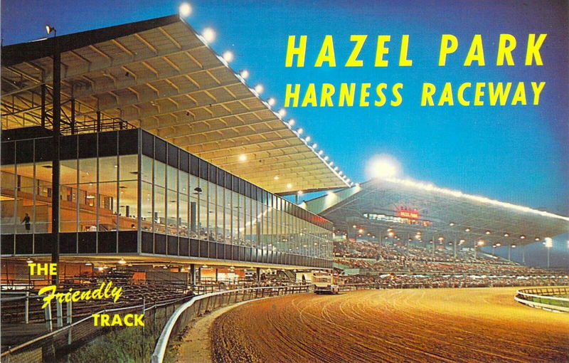 Hazel Park Raceway - Old Postcard